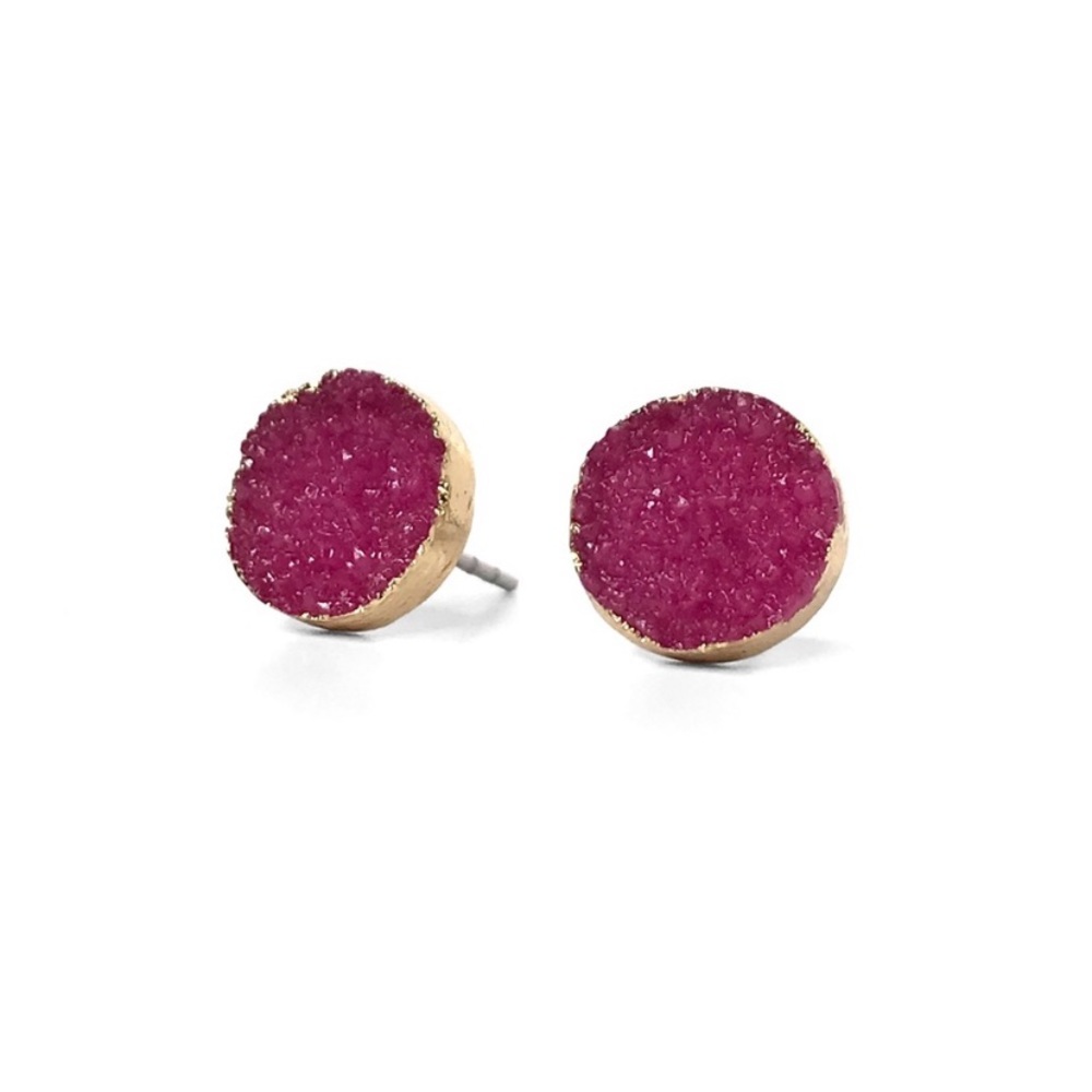 🩷LAST1️⃣🩷New Small Druzy Round Gold Tone Earring Studs